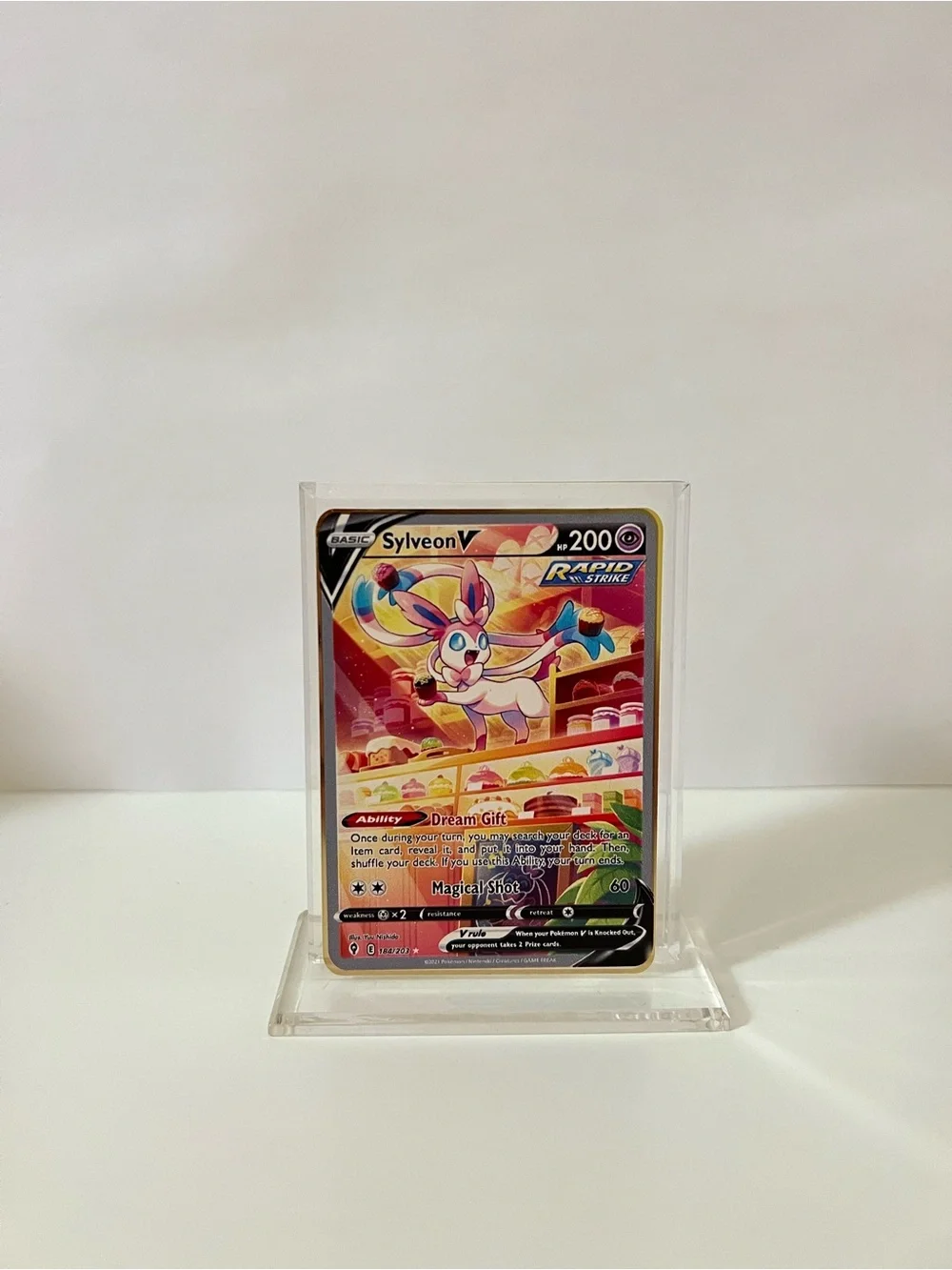 Pokemon Sylveon Vmax 212/203 Evolving Skies Metal Gold Card / Fan Art